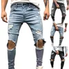 Mäns Jeans Skin-Friendly Cool Ragged Zipper Byxor för Dating