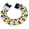 hommes femme 316l acier inoxydable argent 18k ton or 24mm solide lourd bracelet bracelet bijoux