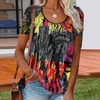 Summer Clothes for Women Ladies Tie Dye Print Shirt O-neck Short Sleeve Loose Shirts Y2k Casual Oversized ops 210623