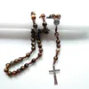 Pendanthalsband Crucifix Our Lady Jungfru Mary Medal Chaplet Vintage Amber Color Akryl Prayer Beads Rosary Necklace Baptism Smycken4572188