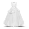 Girl's Dresses Summer Flower Princess Girl Tulle Dress Teenagers For Short Sleeve Clothes Children Prom Gown White