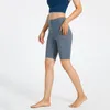 Sommarleggings kvinnor shorts kvinnor yoga byxor fitness sport tights fickor med hög midje slips färgämne naken höfter fempunkt