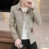 Spring Plaid Jackor Män Busines Casual Coat Toppar Mode Lapel Slim Fit Quality Mens Bomber Jacket Streetwear Windbreaker 210527