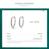 Rainbow Color Fonkelende Oorbellen Real 925 Sterling Zilveren Cirkel Zirkonia Hoop voor Vrouwen Luxe Bruiloft Sieraden 210707