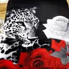 Aggcual animal Leopardo Rose Rose Set Tamanho Tamanho Nenhuma Folhas 3pcs Duvet Cover Set Cama de Casal Home Têxteis Impressão Digital Be90 210319