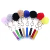 Cute Credit Card Puller Pompom keychains Acrylic Debit Bank C ard Grabber for Long Nail ATM Keychain Cards Clip Nails Key Rings RRE12107