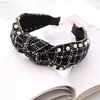 Wollen Plaid Pearl Knot haarband Geknoopte hoofdband voor vrouwen meisjes haaraccessoires