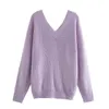 Mode violet pull tricoté femmes hiver Sexy à manches longues pull femme pull ovsesize pull coréen 210521