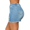 Lauring Stretch Denim Rok Hoge Taille Ripped Bodycon Mini Jean Rokken voor Dames @ 88 Dames Shorts