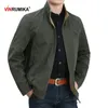 Printemps Automne Moyen Âge Hommes Haute Qualité Double Face 100% Coton Kaki Veste Manteau Père Style Décontracté Homme Armée vert Manteaux 210927