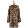 Herbst Winter Frauen Leopard Offenen Stich Teddy Mantel Mode Street Style Langarm Weibliche Outwear Casual Mäntel 210510