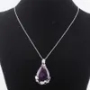 WOJIAER Tear Water Drop Love Natural Amethyst Gem Stone Pendant Necklace Reiki Bead Women Jewelry DN3471