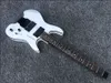 Custom White Headless Electric Guitar Black Body Bindning, Kina EMG Pickups 9V Battery Box, Tremolo Bridge