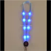 Porte-clés Accessoires de mode Drop Delivery 2021 Led Light Up Longe Key Chain Id Keys Holder 3 Modes Clignotant Corde Suspendue 7 Couleurs 100Pcs