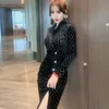 Elegant Party Dress Women Wrap V Neck Slim Bodycon Long Sleeve Skinny Clubwear Sexy Office Lady Midi Vestidos 210608