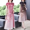 Chinesischen Stil Kleid Für Frauen Lange Sommer 2021 Damen Verbesserte Cheongsam Gedruckt Imitation Seide RV55 Ethnische Kleidung