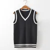 Men's Vests 2021 Sweater Vest Men V-neck Pullover Student Couple College Style Woman Plus Size Sleeveless Woolen Thick Top Dark Blue Autumn