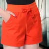 Pantalones cortos nuevos de moda de lino de 6 colores informales elegantes de cintura alta pantalones cortos de calle de verano para mujer