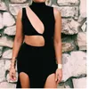 Women Dress Sexy Bandage Hollow Out Long Maxi Female High Waist Elegant Ladies Split Evening Party Clubwear Cocktail Clothing 210522