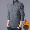 Designer Mens Turtleneck Sweater Men Solid Casual Slim Fit Pullovers Male Brand Half Zipper Thick Knitted Sweater Pullovers Plu