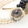 3ROW Whiteblack Pearl Necklace Shell Flower Clasp 17-19inch DIY Popularne Kobiety Biżuteria Dokonywanie projektowania