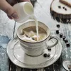 Zestaw kawy Creative Cup w stylu japoński ceramiczny vintage latte i spodek deser porcelanowy Canecas Drinkware ED50BD Pucharki