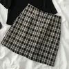 Sets Women Plaid Korean Style Elegant Crop Top Summer Two Pieces Streetwear Mini Sexy Trendy Ins Knitted Tunic Daily Casual Chic Y0702