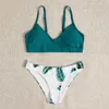 RUUHEE Damen-Badeanzug, Push-Up, solide Badebekleidung, hoher Schnitt, Blumen-Badeanzug mit gepolstertem Bikini-Set 210630