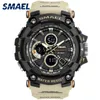 Smael Sport Klockor Militär Dual Time Watch Digital LED Klocka Man 1802d Vattentät Armbandsur Mäns Klocka Sport Shoocksäker X0524