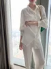 Bella White Pleated Wide Leg Pant's Fashion Casual Loose Trousers Office Lady Elegant Long Palazzo 210930