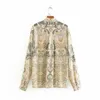 Vrouwen Elegante Paisley Floral Print Casual Kimono Blouse Shirts Retro Turn Down Collar Blusas Chic Femininas Tops LS4280 210420