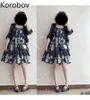 Korobov Mulheres Vestidos Verão Novo Chic Harajuku Character Print Spaghetti Strap Dress Dark Style Streetwear A-Line Vestidos 210430