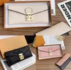 2022 Leather Long Section Lady Wallet Fashion Designer Envelope Metallic Hasp Three Colour Wallet Classic Card Pack