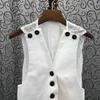 Weiße Patchwork-Bowknot-Weste für Frauen mit V-Ausschnitt, ärmellos, lässig, locker, langer Mantel, weibliche Modekleidung 210524