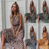 Leosox sommar Sexig O Neck Ärmlös Boho Polka Dot Print Maxi Dress Casual Empire Robe Ladies Party Long Vestidos 210623