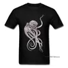 Retro Svart T-shirt Män Elegant Bläckfisk Skriv ut T-shirt Steampunk Tops Tees Personlig Kortärmad Tshirt Fader Dag Presentduk 210707