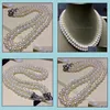 Beaded Necklaces & Pendants Jewelry 8-9Mm Double Layer Natural White Pearl Necklace 18Inch 925 Sliver Clasp Womens Gift Drop Delivery 2021 6