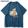 Tshirt Mężczyźni Śmieszne poszarpane niedźwiedź Lalki Letni Krótki Rękaw Drukowane Tee Oversized Cotton Casual Harajuku Streetwear Top Koszulki Mężczyźni 210601