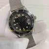 Real Po Men's Automatic Watch Mens 42mm svart urtavla 007 Ingen tid att dö 300 m rostfritt stål armband Edition Professional A208R