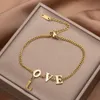 Pendentif lettre d'amour pour femmes, en acier inoxydable plaqué or, Bracelet esthétique pour fille, cadeau de saint valentin, 14 février, 2020