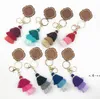 Porte-clés en bois personnalisé Favoris Favoris Tassel de coton à trois couches Pendentif en coton et pendentif à pellicule multicolore RRF12343