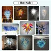 Staircase Designer Glass Pendant Lamps Blue American Style Hand Blow Chandelier for Hotel Lobby Villa Duplex Building Dome Hanging Light Fixtures