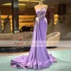 Luxury Satin Evening Dress Beads Appliques Ruffles Saudi Arabia Prom Gowns Vestido De Festa 2021 Celebrity Dresses