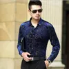 Design Male Casual See Through Chemises Creux Floral À Manches Longues Vêtements Hommes Sexy Transprant Robe Chemise Hommes