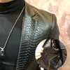 Erkek Resmi Gerçek Deri Ceket Takım Elbise Blazer Rahat Ceket Timsah Desenleri Slim Fit Dış Giyim Artı Boyutu Siyah 2021 erkek Kürk Faux