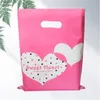 50st 25x35cm Rosa Guld Dot Plasthandtag Väskor Julklapp Kläder Förpackning Plast Presentpåse Med Handtag Shopping Bag 210724