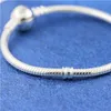925 Sterling Silver Moments Lovely MiKy Cz Clasp Snake Chain Bracelet Fits For European Pandora Bracelets Charms and Beads