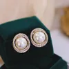 Luxury Shiny Crystal Rhinestone Stud Earrings For Women Fashion Big Imitation Pearl Bridal Wedding Jewelry Gifts