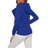 Kvinnors hoodies Kvinnors tröjor Lägg till knappar Pocket Plus Coat Tops Autumn och Winter Casual Loose Solid Color Oblique-Zipper