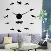 Ocean Shark Design Modernstorlek Justerbar DIY Wall Clock Sea Marine Animals Quartz Acrylic Mirror Effekt Klistermärke Klocka Klocka X0726